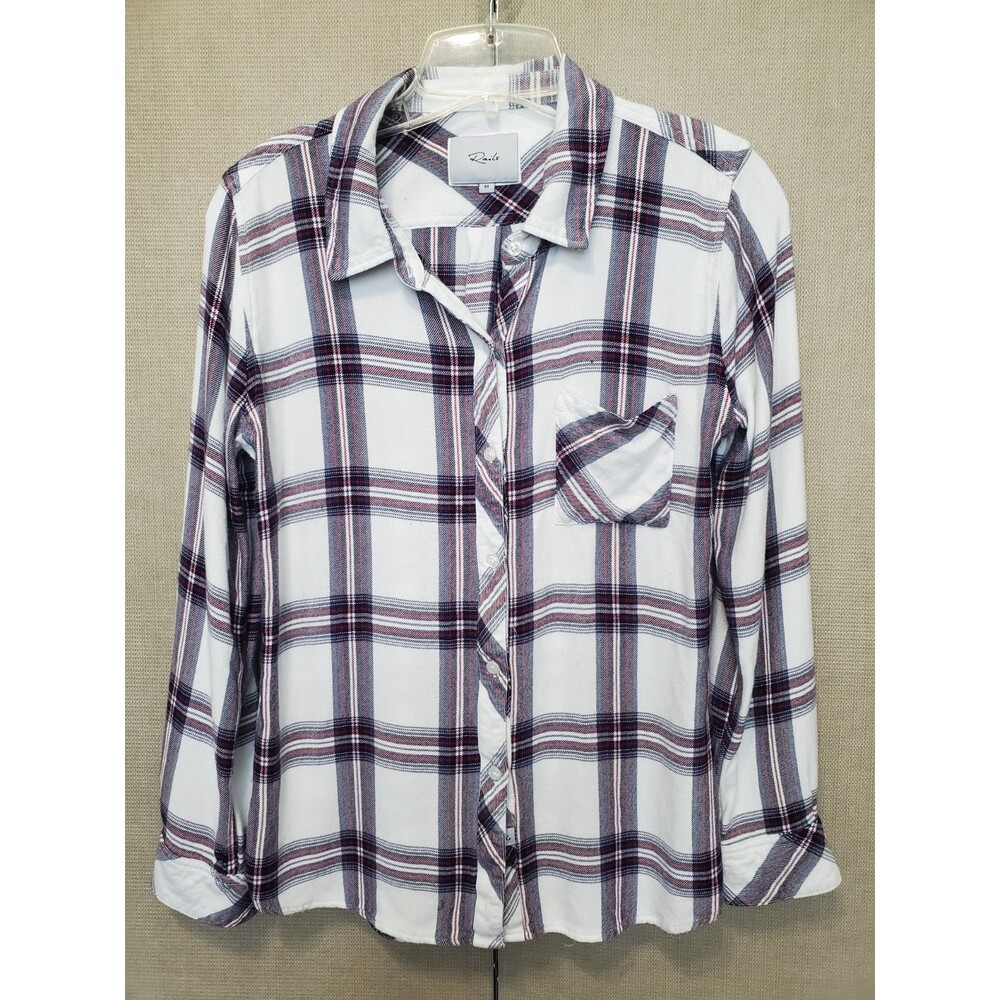 Rails Hunter Plaid Rayon Soft Flannel Long Sleeve Button-Up Shirt Size Medium
